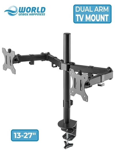Eworld Dual Monitor Desk Mount with Telescoping Arms – Fits 2 Screens 13-27 Inch-0