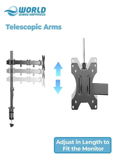 Eworld Dual Monitor Desk Mount with Telescoping Arms – Fits 2 Screens 13-27 Inch-3