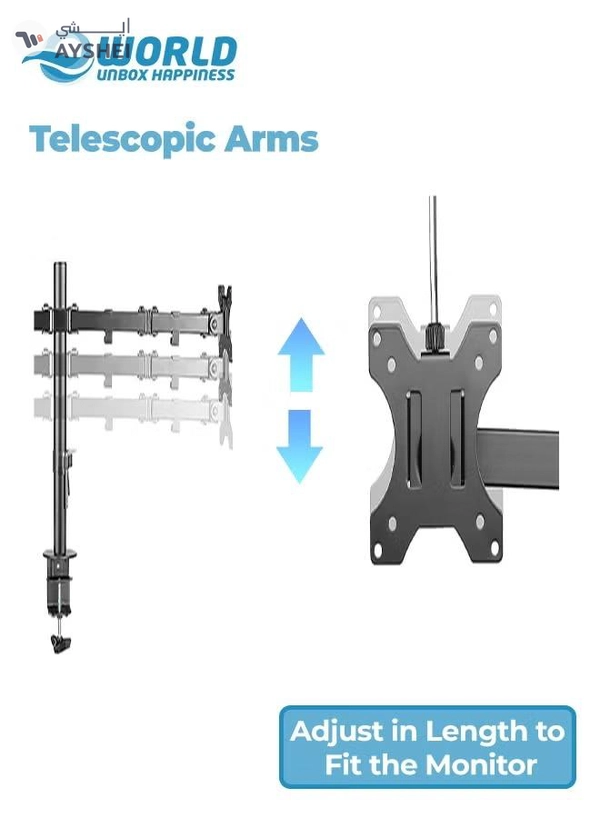 Eworld Dual Monitor Desk Mount with Telescoping Arms – Fits 2 Screens 13-27 Inch