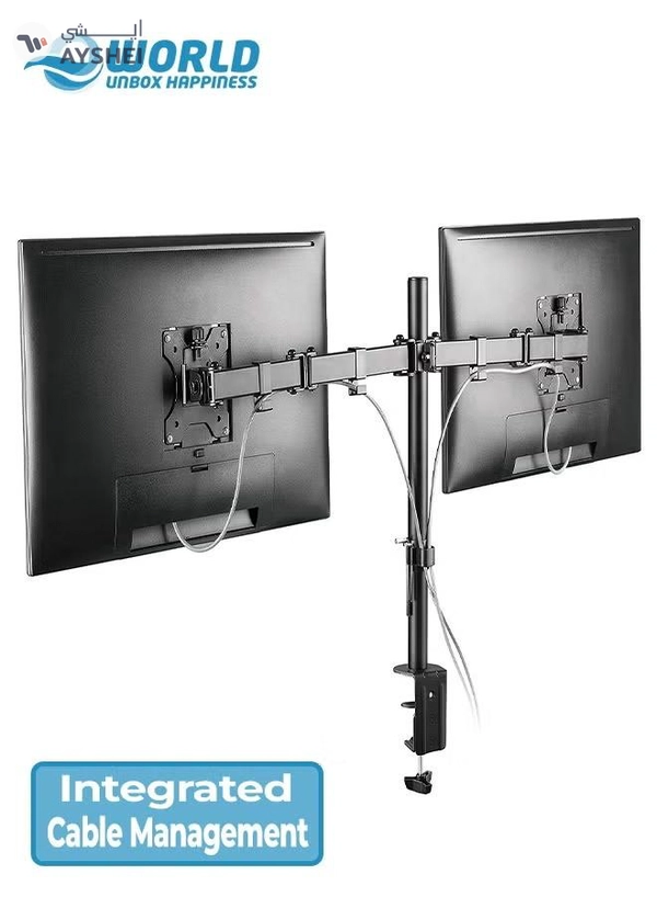 Eworld Dual Monitor Desk Mount with Telescoping Arms – Fits 2 Screens 13-27 Inch