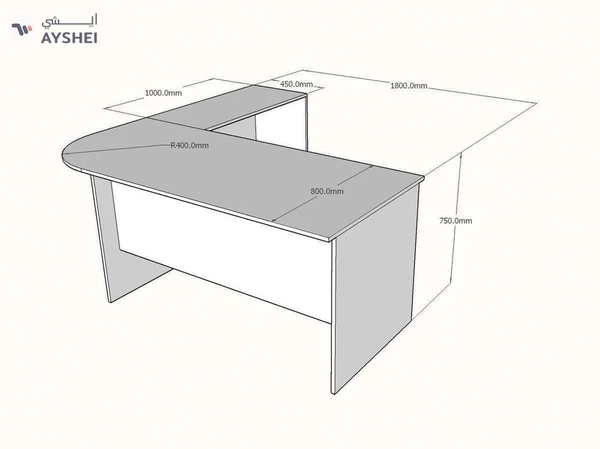 L shaped Executive Desk with Mobile Pedestal, Custom made