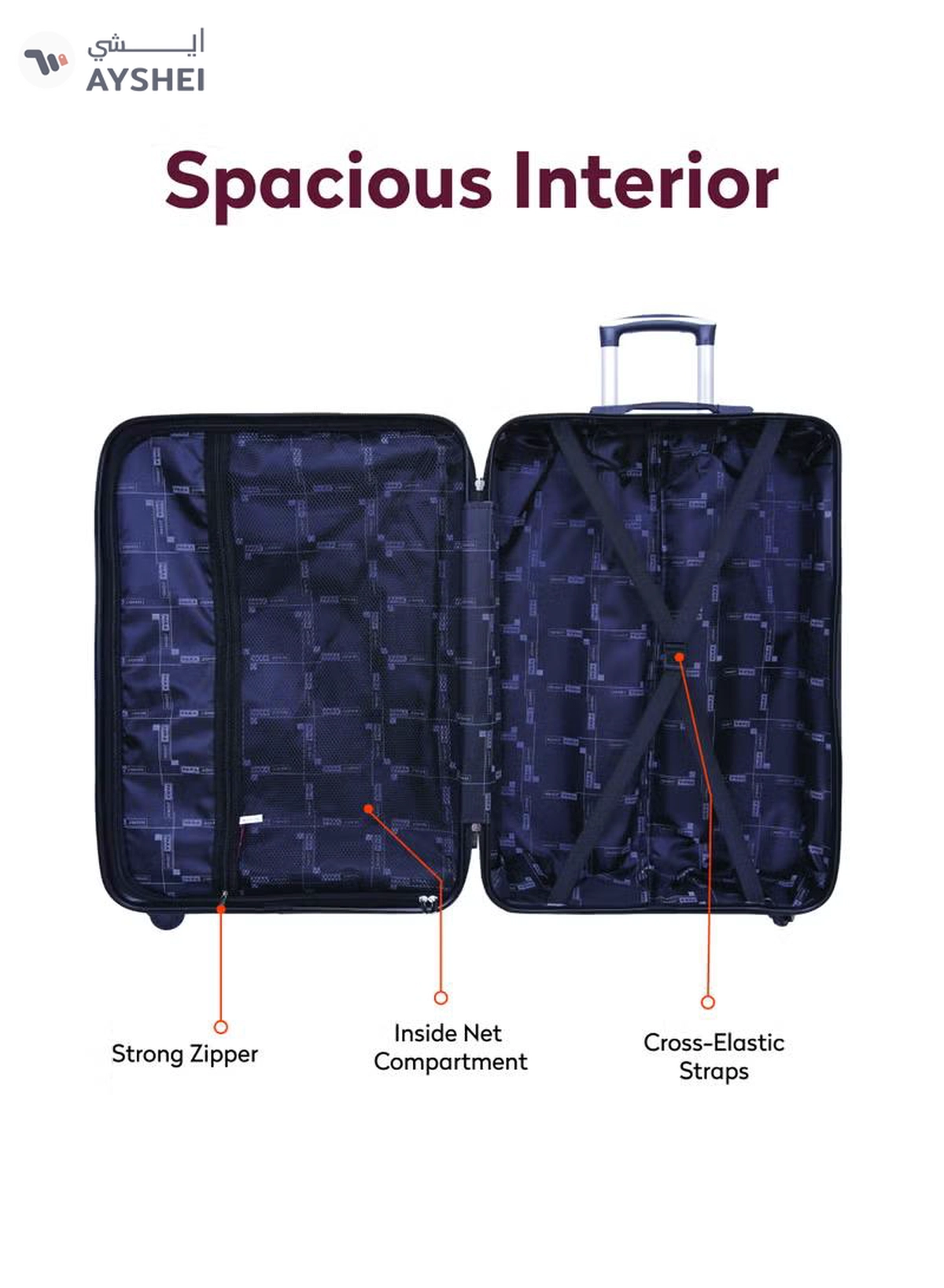 PARAJOHN Hard Case Luggage Trolley for Unisex ABS Lightweight Travel Bag 4 Double Wheeled Suitcase-1-1