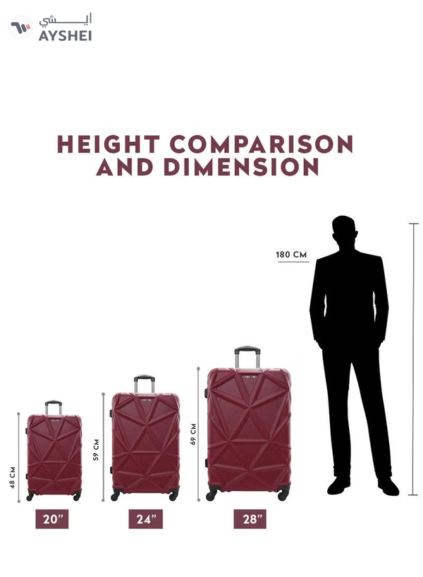 PARAJOHN Hard Case Luggage Trolley for Unisex ABS Lightweight Travel Bag 4 Double Wheeled Suitcase