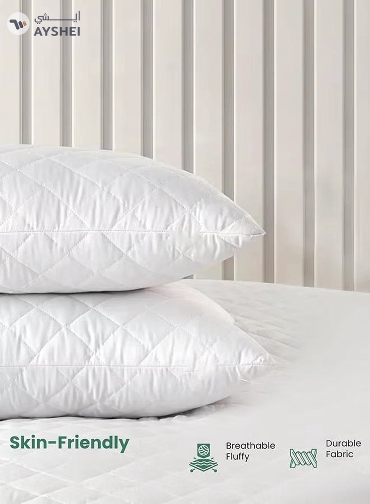 Eworld 2-Pack Hotel-quality White bed Pillows, Diamond Quilted for Side -7-7