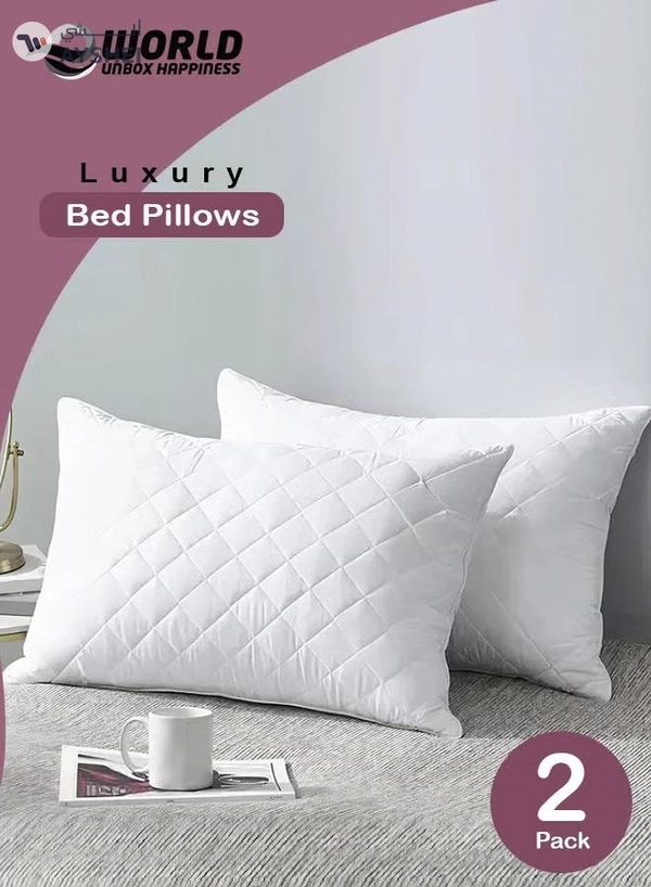 Eworld 2-Pack Hotel-quality White bed Pillows, Diamond Quilted for Side 
