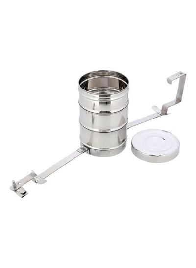 DELCASA 3-Layer Stainless Steel Tiffin Lunch Box Silver 14x9x15cm-1