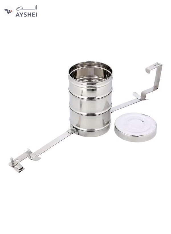 DELCASA 3-Layer Stainless Steel Tiffin Lunch Box Silver 14x9x15cm