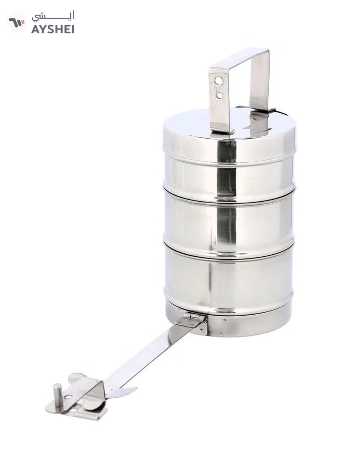 DELCASA 3-Layer Stainless Steel Tiffin Lunch Box Silver 14x9x15cm-2-2