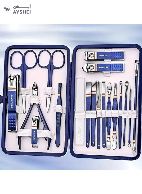 ORiTi 19 pcs Complete Pedicure Kit for Men and Women Includes Nail Scissors Clippers Ear Spoon 