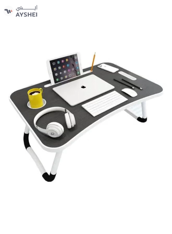 MODERN HOME Foldable Laptop Table With Cup Holder Combination Material Multicolour 40.5 x 60 x 5.5cm