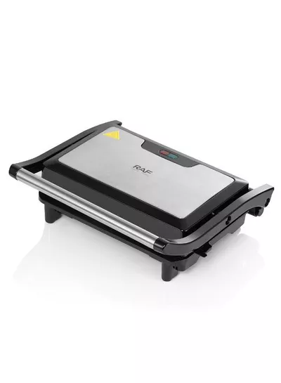 RAF Steak Machine R.569 800W — Electric BBQ Contact Grill, Panini Press & Sandwich Maker A versatile electric contact grill suitable for preparing steaks, kebabs, sandwiches, burgers, chicken and vegetables. The ribbed non-stick cooking surface creates attractive grill marks while providing efficient, uniform heating for convenient everyday meal preparation.-0
