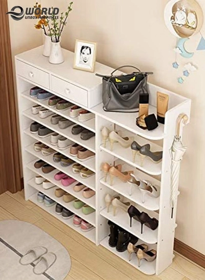 Eworld 12-Tier Stylish Wood Shoe Organizer Rack For Entryway Hallway -0