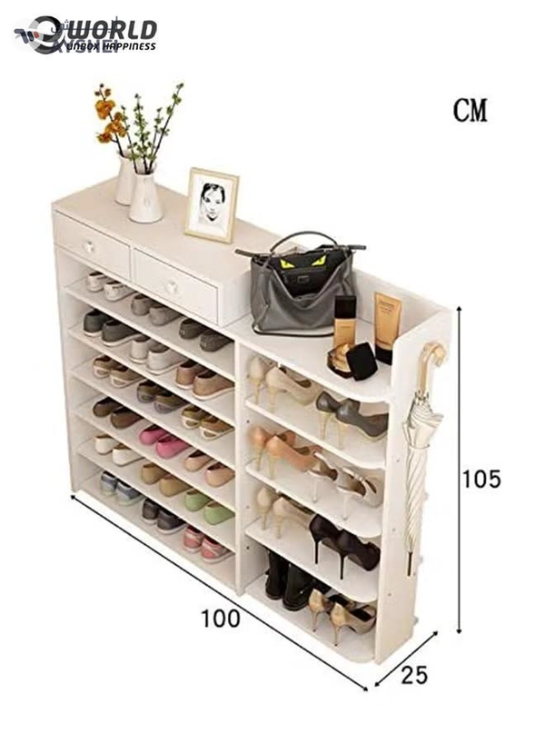 Eworld 12-Tier Stylish Wood Shoe Organizer Rack For Entryway Hallway 