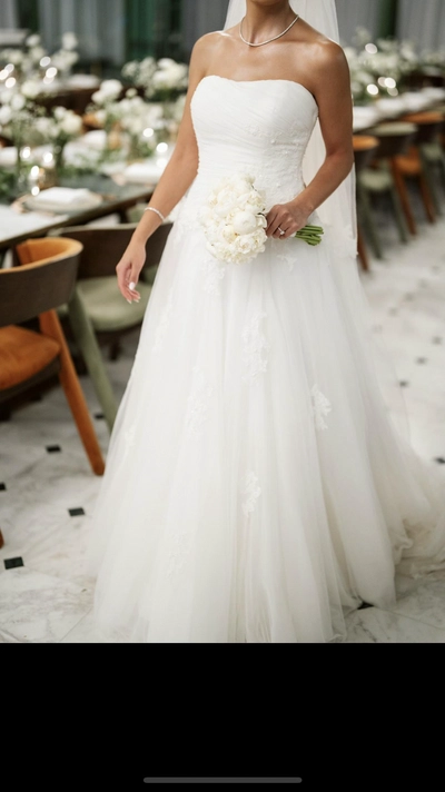 Elegant Wedding Dress + Matching Veil for Sale-3