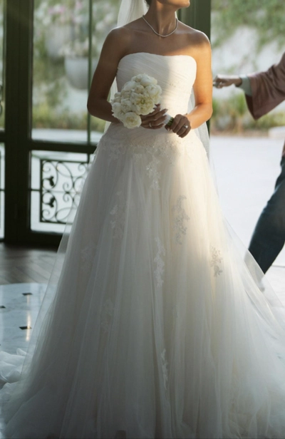 Elegant Wedding Dress + Matching Veil for Sale-0