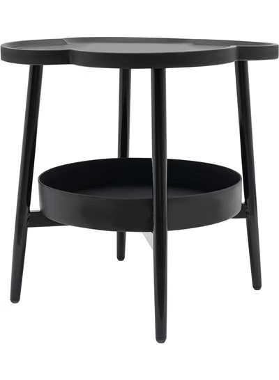 DubaiGallery Modern Round Side Table with Tray Top and Storage Shelf, Sturdy Metal Frame, Multi-Purpose End Table for Living Room, Bedroom, Sofa Side, Minimal Black Design-1
