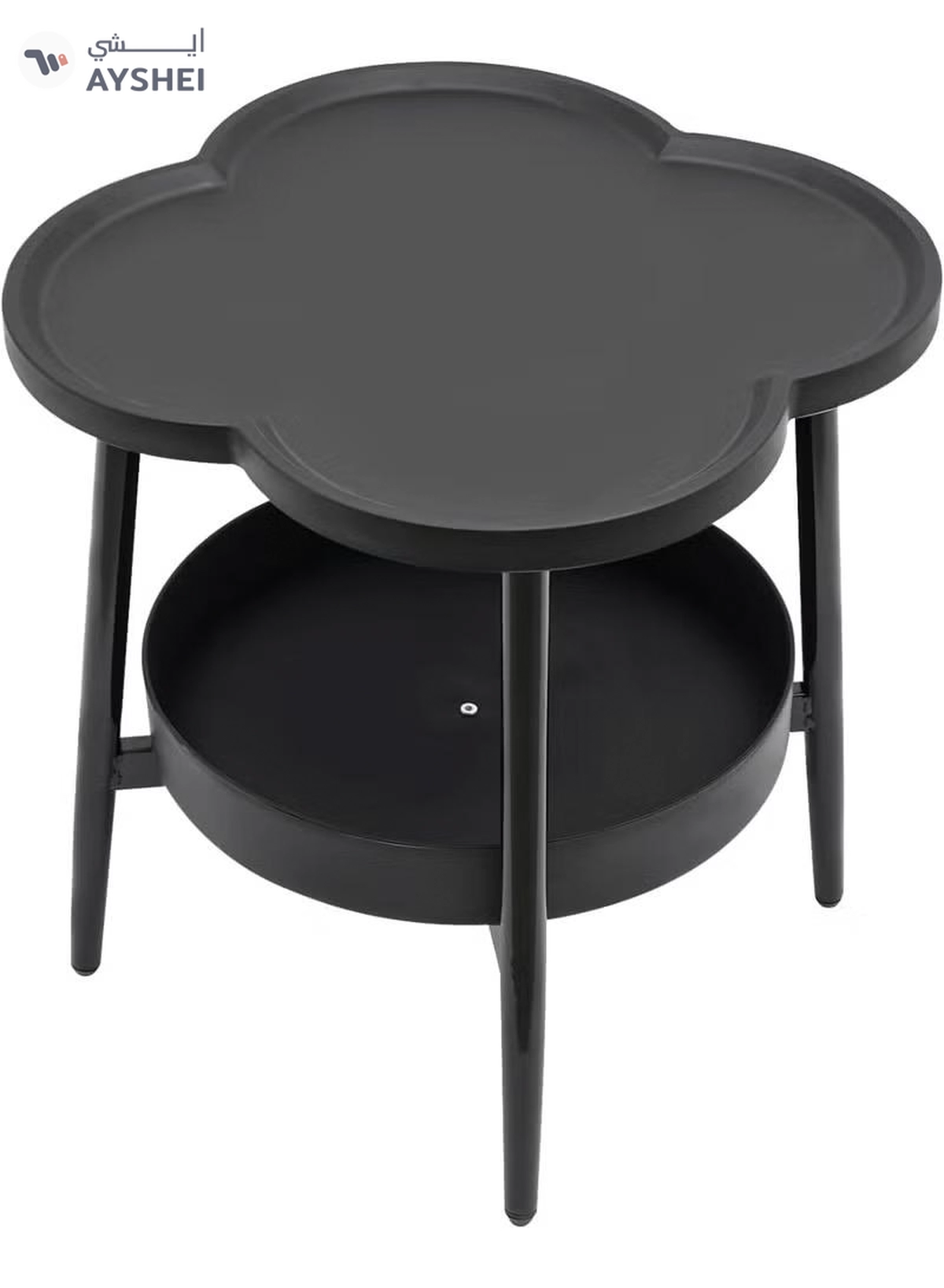 DubaiGallery Modern Round Side Table with Tray Top and Storage Shelf, Sturdy Metal Frame, Multi-Purpose End Table for Living Room, Bedroom, Sofa Side, Minimal Black Design-2-2