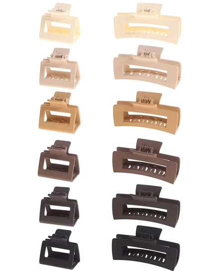 ORiTi 12 Pack Square Claw Clips Big and Small Neutral Rectangle Hair Non slip Matte Large for Women-0