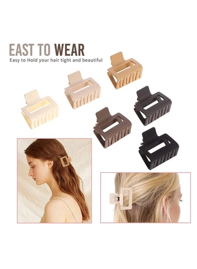 ORiTi 12 Pack Square Claw Clips Big and Small Neutral Rectangle Hair Non slip Matte Large for Women-4