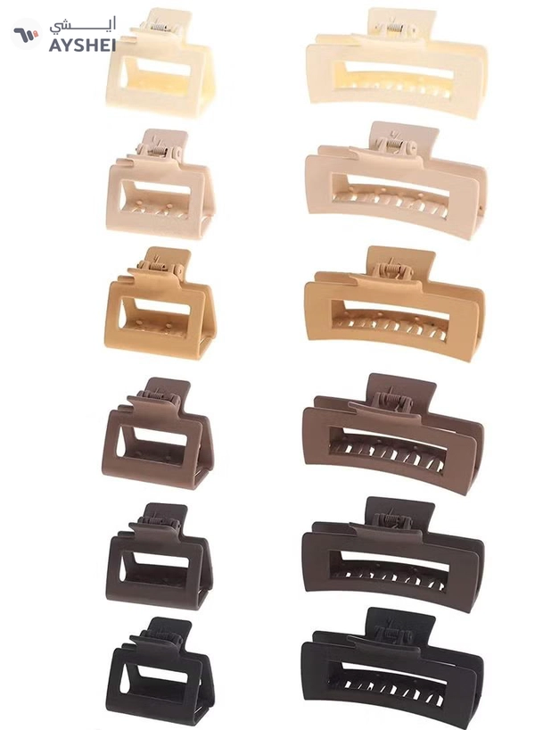 ORiTi 12 Pack Square Claw Clips Big and Small Neutral Rectangle Hair Non slip Matte Large for Women