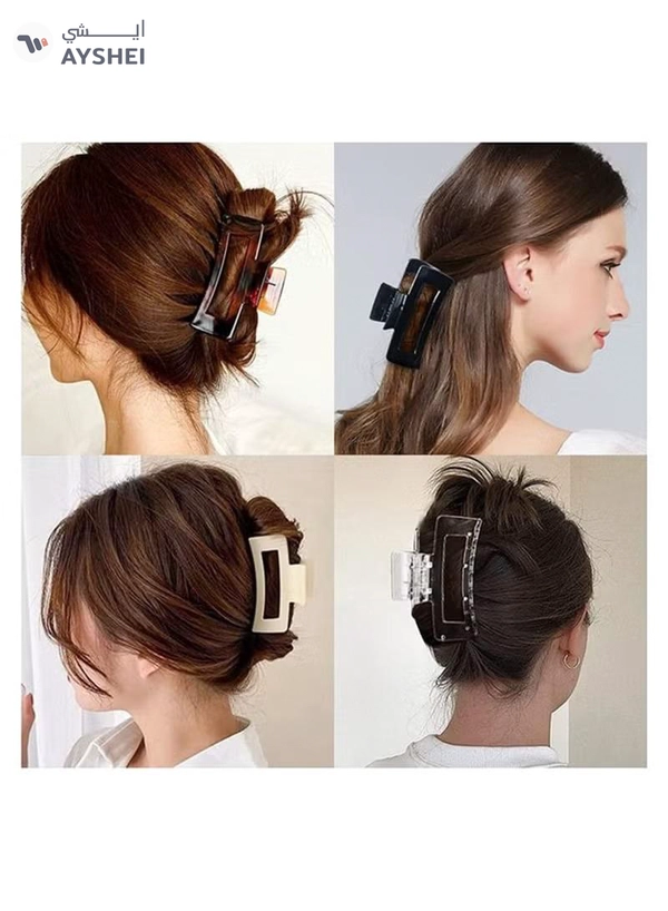 ORiTi 12 Pack Square Claw Clips Big and Small Neutral Rectangle Hair Non slip Matte Large for Women