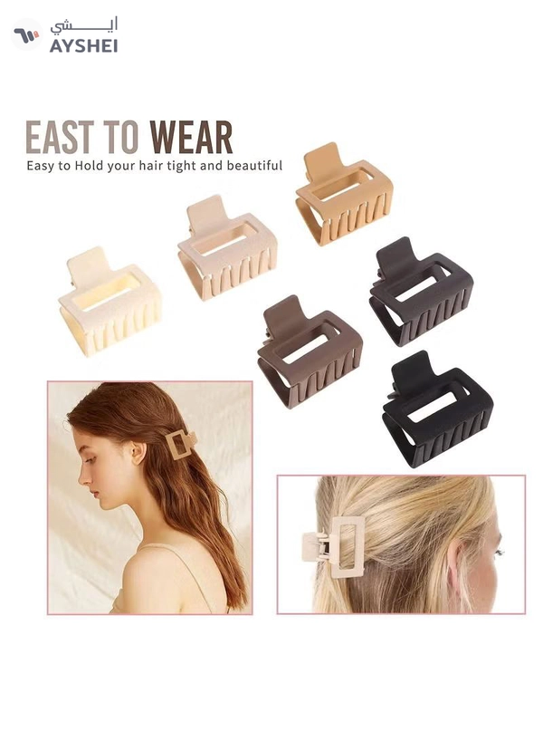 ORiTi 12 Pack Square Claw Clips Big and Small Neutral Rectangle Hair Non slip Matte Large for Women
