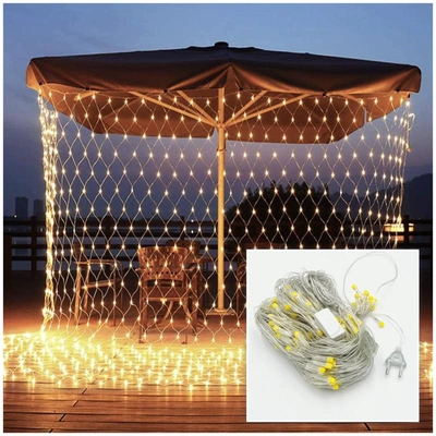 240LEDs 3X3M LED DECORATIVE NET FAIRY LIGHTS-WARM WHITE-0