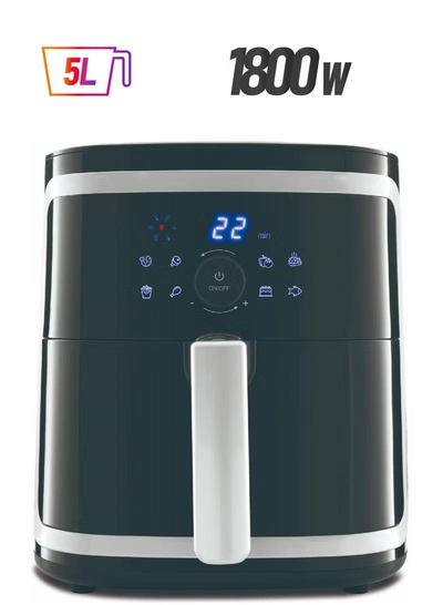 Bm Digital Air Fryer With 5 L Total Capacity and 5 L Non-Stick Basket|Cool Touch Housing| LED Display with Touch Screen 5 L 1800 W-0