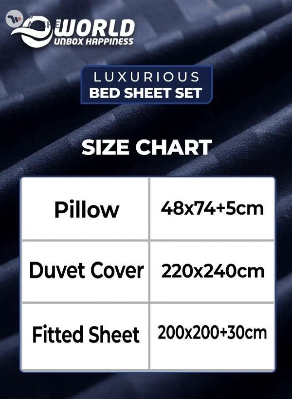 Eworld 4-Piece Luxury King Size Navy Blue Striped Bedding Set Includes 1 Duvet Cover (220x240cm)