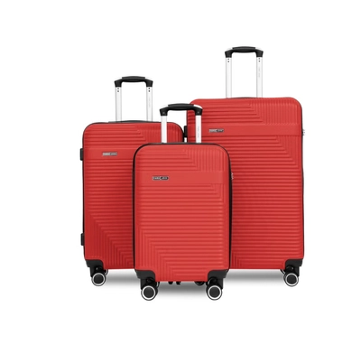 PARAJOHN ABS Material 3-Piece Hardsided Luggage Set | 4-Wheel Spinner Trolley | Small (10kg), Medium (20kg), Large (30kg)Red-0