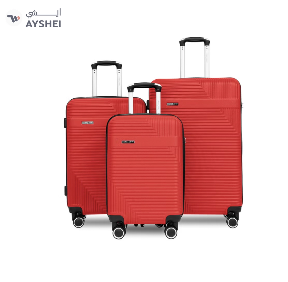 PARAJOHN ABS Material 3-Piece Hardsided Luggage Set | 4-Wheel Spinner Trolley | Small (10kg), Medium (20kg), Large (30kg)Red-0-0