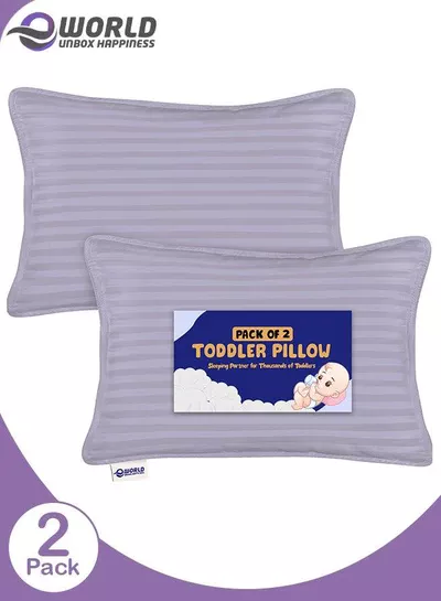 Toddler Baby Sleeping Pillows, Soft Cotton Blend Cover with Polyester Filling, Perfect for Home & Hotel Rooms, Pack of 2 in Elegant Lilac Color-0