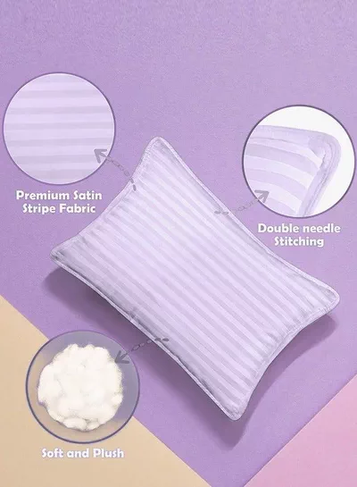 Toddler Baby Sleeping Pillows, Soft Cotton Blend Cover with Polyester Filling, Perfect for Home & Hotel Rooms, Pack of 2 in Elegant Lilac Color-3