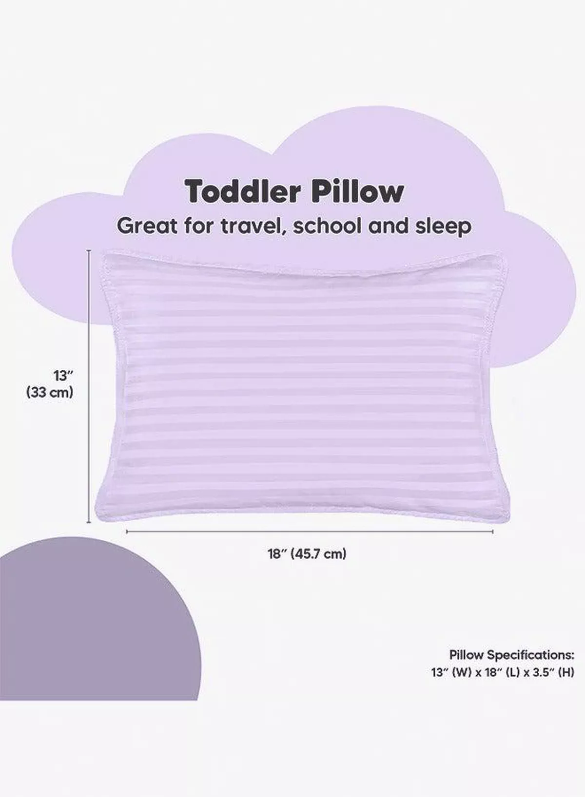 Toddler Baby Sleeping Pillows, Soft Cotton Blend Cover with Polyester Filling, Perfect for Home & Hotel Rooms, Pack of 2 in Elegant Lilac Color-1-1