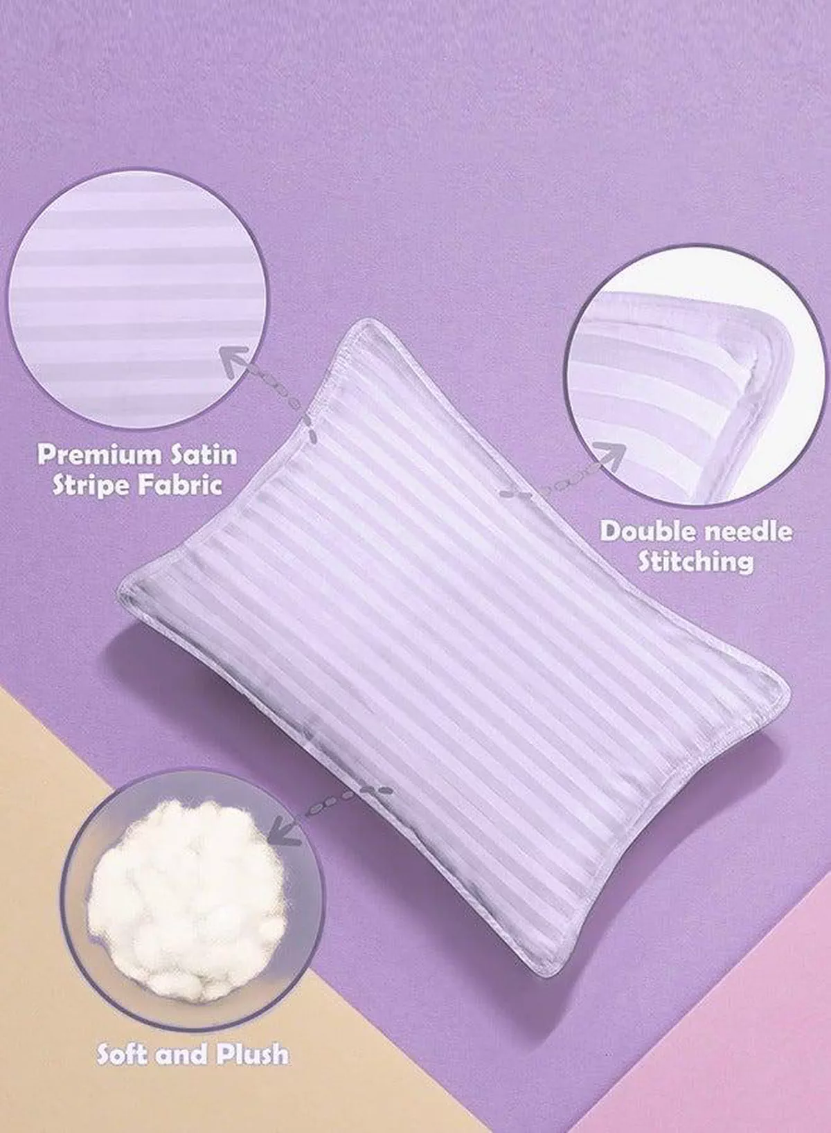 Toddler Baby Sleeping Pillows, Soft Cotton Blend Cover with Polyester Filling, Perfect for Home & Hotel Rooms, Pack of 2 in Elegant Lilac Color-3-3