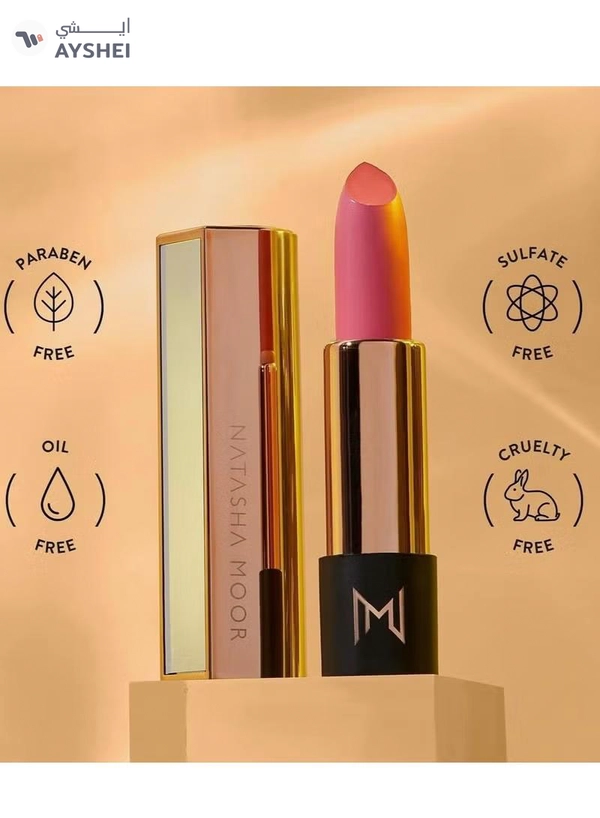 NATASHA MOOR Silk Suede Lipstick: Long-Lasting, Hydrating Semi-Matte Finish
