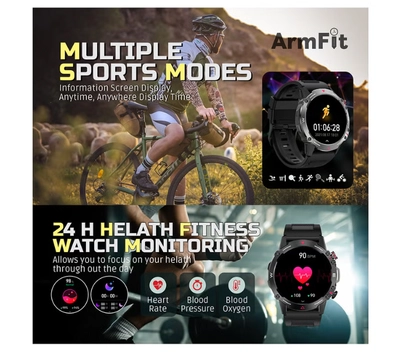 ARMFIT Hulk Smartwatch For Men, AMOLED Always On Display Bluetooth Calling Waterproof Fitness Watches Compatible With Android iOS Black-3