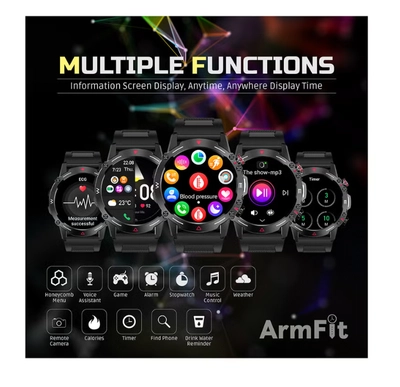 ARMFIT Hulk Smartwatch For Men, AMOLED Always On Display Bluetooth Calling Waterproof Fitness Watches Compatible With Android iOS Black-2