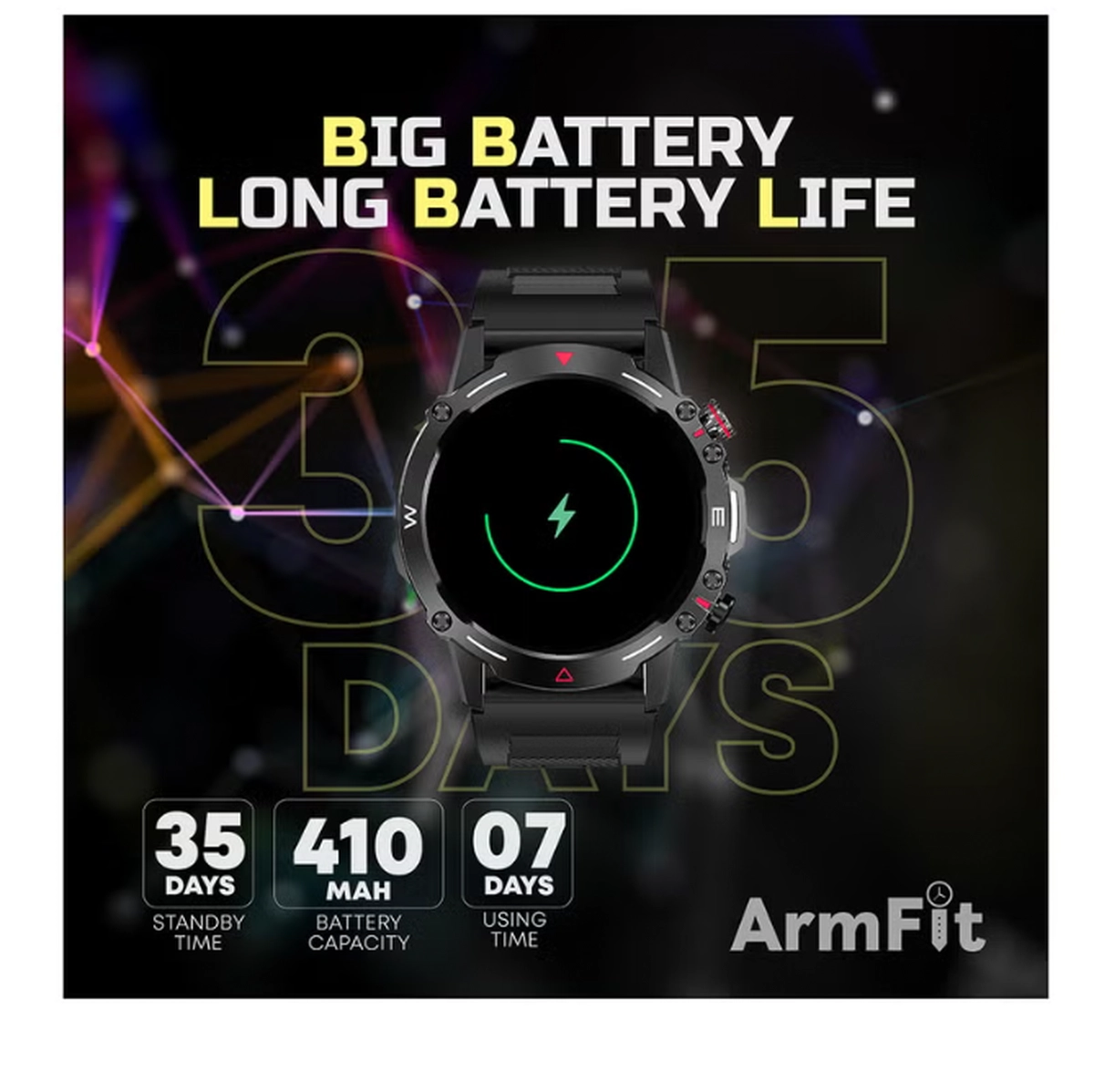 ARMFIT Hulk Smartwatch For Men, AMOLED Always On Display Bluetooth Calling Waterproof Fitness Watches Compatible With Android iOS Black-4-4
