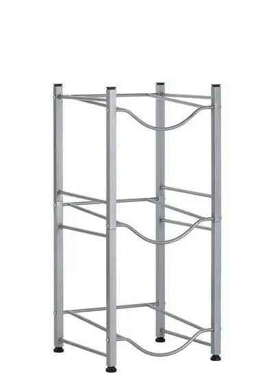 BUCKET STORAGE RACK – 3-Tier Water Bottle & Bucket Organizer Strong and practical storage rack designed to keep buckets, water bottles, and household containers neatly organized. Its compact structure helps save floor space while providing convenient access, making it suitable for kitchens, utility rooms, balconies, garages, and storage areas.-1