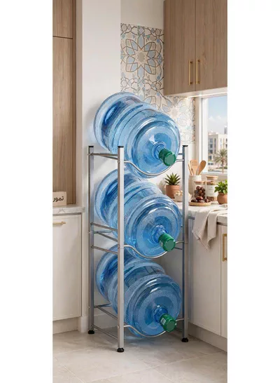 BUCKET STORAGE RACK – 3-Tier Water Bottle & Bucket Organizer Strong and practical storage rack designed to keep buckets, water bottles, and household containers neatly organized. Its compact structure helps save floor space while providing convenient access, making it suitable for kitchens, utility rooms, balconies, garages, and storage areas.-6