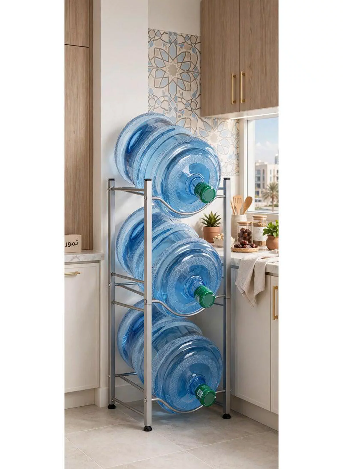 BUCKET STORAGE RACK – 3-Tier Water Bottle & Bucket Organizer Strong and practical storage rack designed to keep buckets, water bottles, and household containers neatly organized. Its compact structure helps save floor space while providing convenient access, making it suitable for kitchens, utility rooms, balconies, garages, and storage areas.-6-6