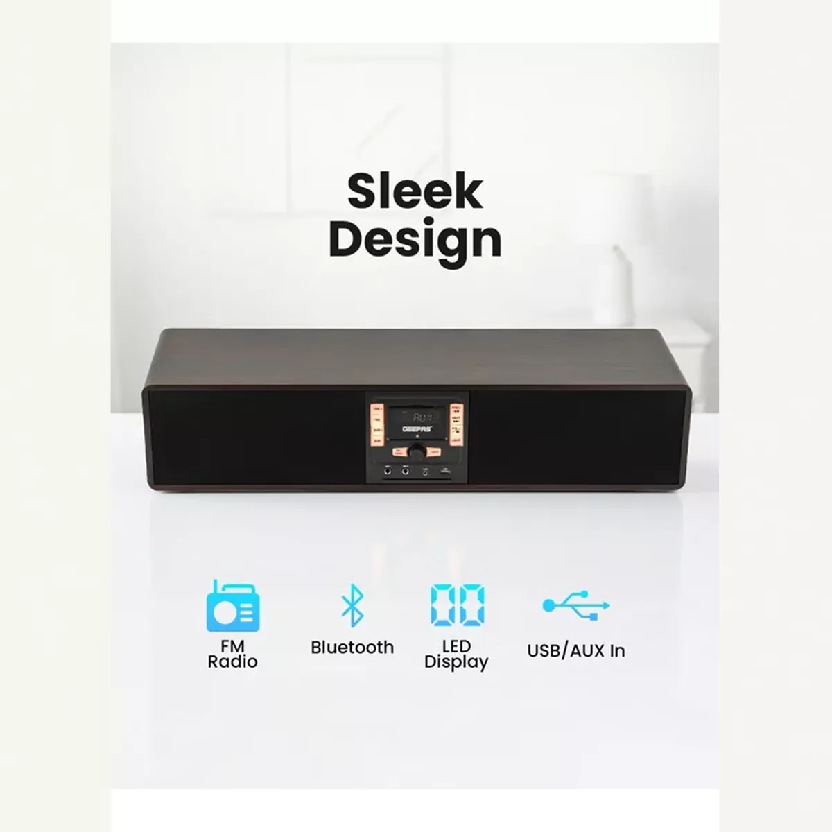 GEEPAS Wireless Sound Bar Speaker 200W Bluetooth, AUX IN, USB, Dual MIC Input and FM Radio-1-1