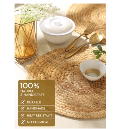 Raymond Natural Jute Placemats, Alhambra Round, Handwoven-0