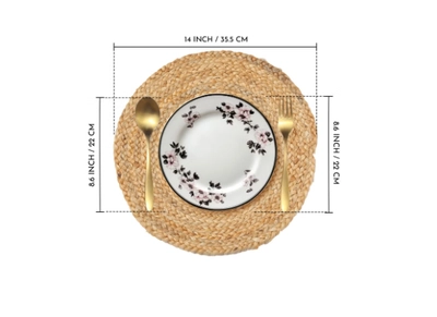 Raymond Natural Jute Placemats, Alhambra Round, Handwoven-2