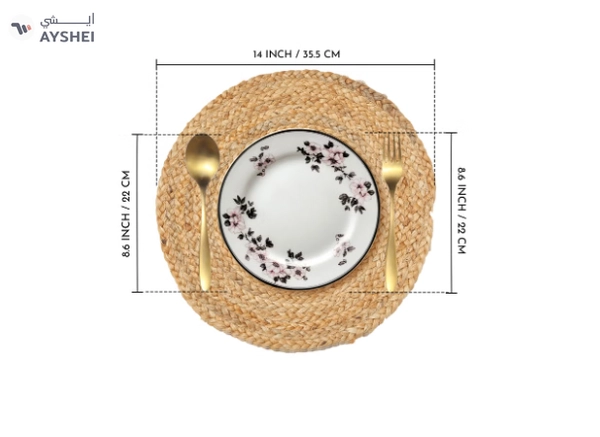 Raymond Natural Jute Placemats, Alhambra Round, Handwoven