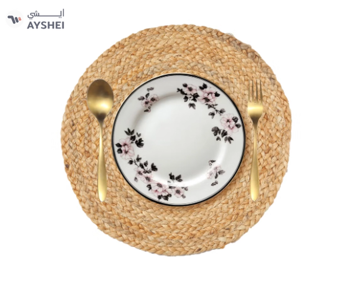 Raymond Natural Jute Placemats, Alhambra Round, Handwoven-3-3