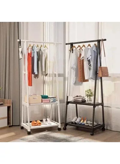 Triangle Garment Clothes Rack with Shelves – 55×42×160CM Freestanding Clothing Organizer and Storage Stand, Easy-to-Install Space-Saving Wardrobe System for Hanging Clothes, Folded Garments, Shoes, Bags, Blankets, and Accessories-2