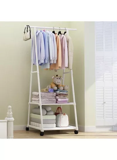 Triangle Garment Clothes Rack with Shelves – 55×42×160CM Freestanding Clothing Organizer and Storage Stand, Easy-to-Install Space-Saving Wardrobe System for Hanging Clothes, Folded Garments, Shoes, Bags, Blankets, and Accessories-5
