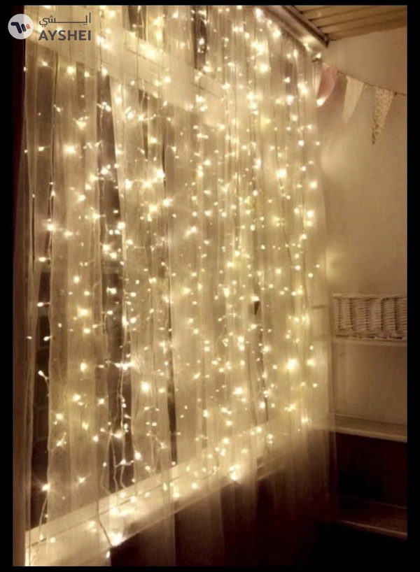 JIHAM Battery Operated Ramadan Light Curtain Light 50 LED 7 Meter Fairy Light Ramadan Decoration Light Warm White
